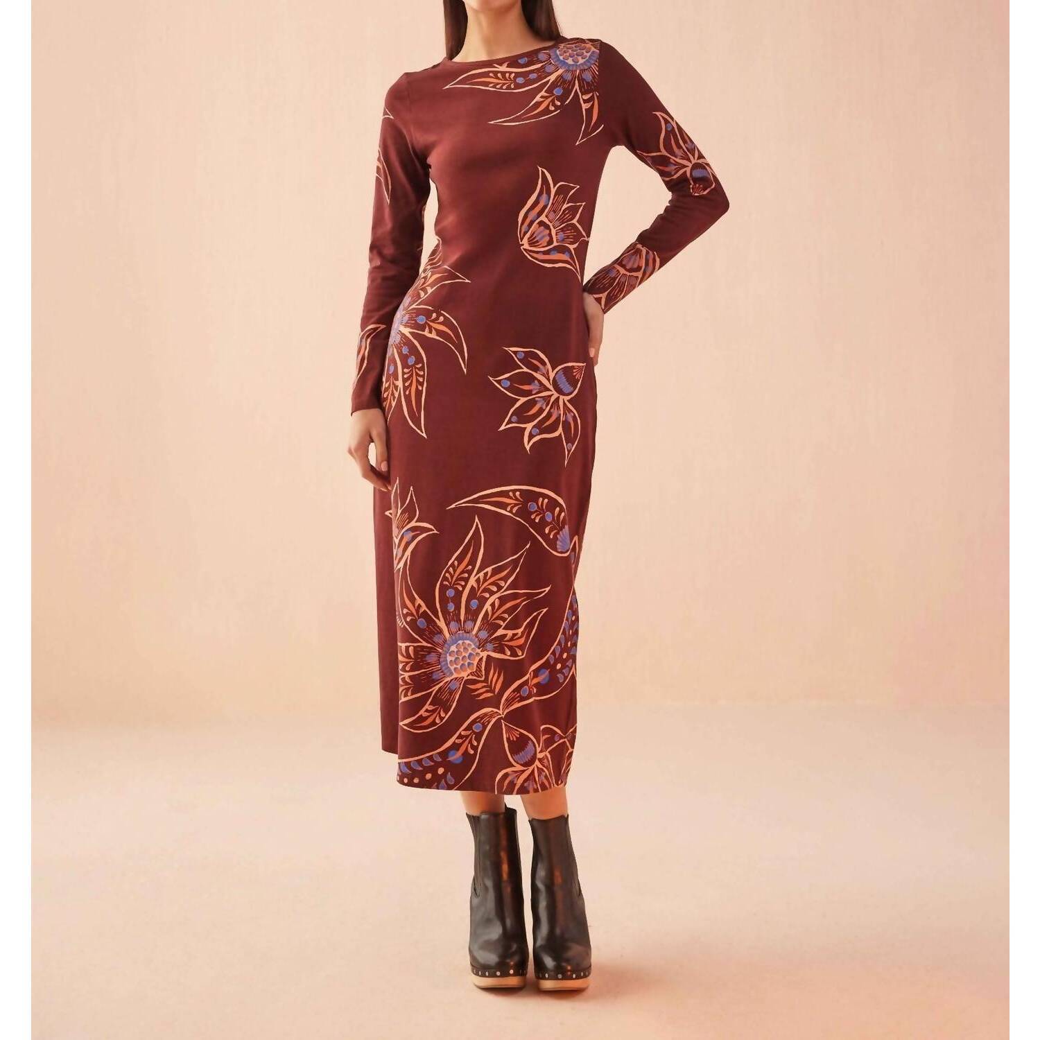 New Omika Women's Delany Dress In Eliza Espresso Color